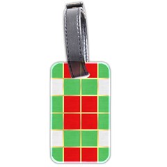 Christmas Fabric Textile Red Green Luggage Tags (two Sides) by Nexatart