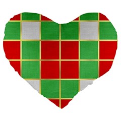 Christmas Fabric Textile Red Green Large 19  Premium Heart Shape Cushions by Nexatart