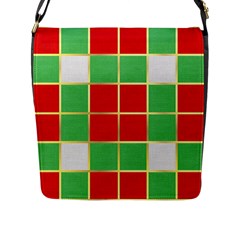 Christmas Fabric Textile Red Green Flap Messenger Bag (l)  by Nexatart