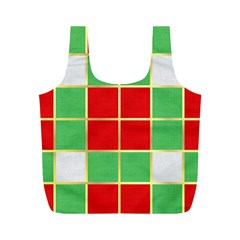 Christmas Fabric Textile Red Green Full Print Recycle Bags (m)  by Nexatart