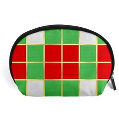 Christmas Fabric Textile Red Green Accessory Pouches (large)  by Nexatart