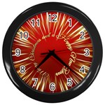 Christmas Greeting Card Star Wall Clocks (Black) Front