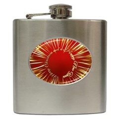 Christmas Greeting Card Star Hip Flask (6 Oz) by Nexatart