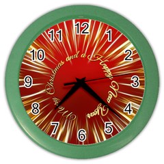 Christmas Greeting Card Star Color Wall Clocks by Nexatart