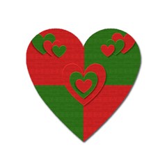 Christmas Fabric Hearts Love Red Heart Magnet