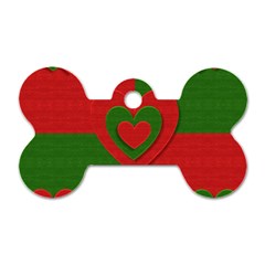 Christmas Fabric Hearts Love Red Dog Tag Bone (one Side) by Nexatart