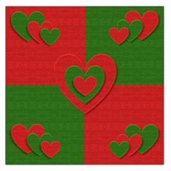 Christmas Fabric Hearts Love Red Large Satin Scarf (square) by Nexatart