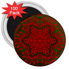 Christmas Kaleidoscope Art Pattern 3  Magnets (100 Pack)