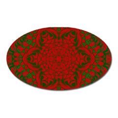 Christmas Kaleidoscope Art Pattern Oval Magnet by Nexatart