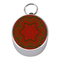 Christmas Kaleidoscope Art Pattern Mini Silver Compasses by Nexatart