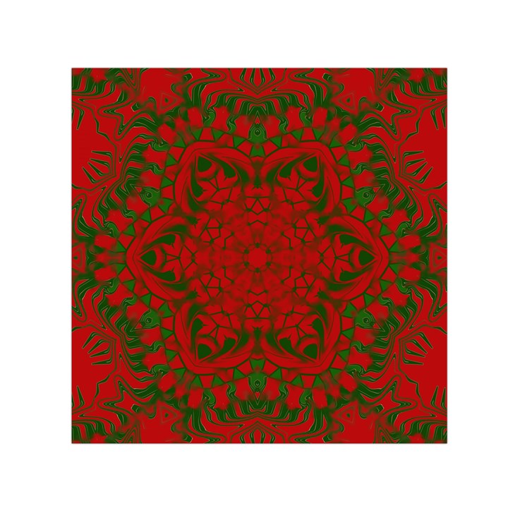 Christmas Kaleidoscope Art Pattern Small Satin Scarf (Square)