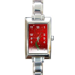 Christmas Modern Day Snow Star Red Rectangle Italian Charm Watch by Nexatart