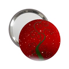 Christmas Modern Day Snow Star Red 2 25  Handbag Mirrors by Nexatart