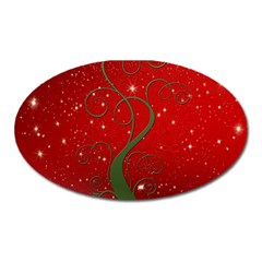 Christmas Modern Day Snow Star Red Oval Magnet by Nexatart