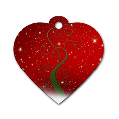 Christmas Modern Day Snow Star Red Dog Tag Heart (one Side) by Nexatart