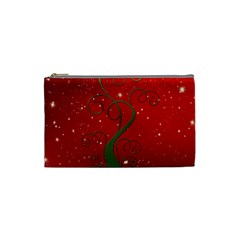 Christmas Modern Day Snow Star Red Cosmetic Bag (small)  by Nexatart