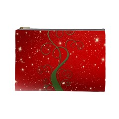 Christmas Modern Day Snow Star Red Cosmetic Bag (large)  by Nexatart