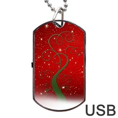 Christmas Modern Day Snow Star Red Dog Tag Usb Flash (one Side) by Nexatart