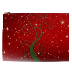 Christmas Modern Day Snow Star Red Cosmetic Bag (xxl)  by Nexatart