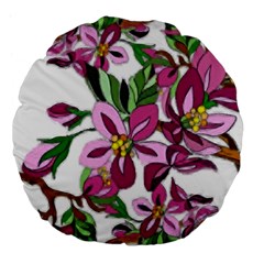 Lovely Flower Design  Large 18  Premium Flano Round Cushions by GabriellaDavid