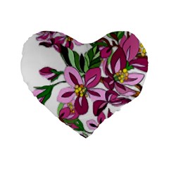 Lovely Flower Design  Standard 16  Premium Flano Heart Shape Cushions