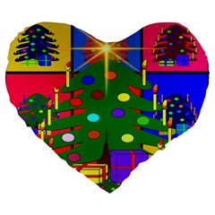 Christmas Ornaments Advent Ball Large 19  Premium Flano Heart Shape Cushions by Nexatart