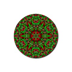 Christmas Kaleidoscope Pattern Rubber Coaster (round)  by Nexatart