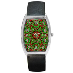 Christmas Kaleidoscope Pattern Barrel Style Metal Watch by Nexatart