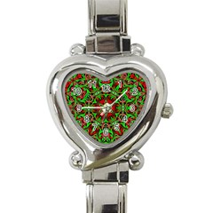 Christmas Kaleidoscope Pattern Heart Italian Charm Watch by Nexatart