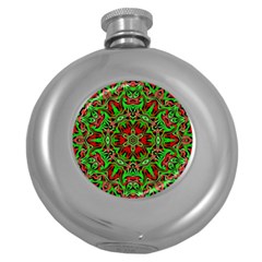 Christmas Kaleidoscope Pattern Round Hip Flask (5 Oz) by Nexatart