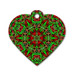 Christmas Kaleidoscope Pattern Dog Tag Heart (two Sides) by Nexatart