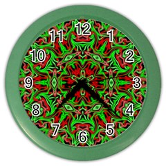 Christmas Kaleidoscope Pattern Color Wall Clocks by Nexatart