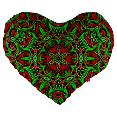 Christmas Kaleidoscope Pattern Large 19  Premium Flano Heart Shape Cushions by Nexatart