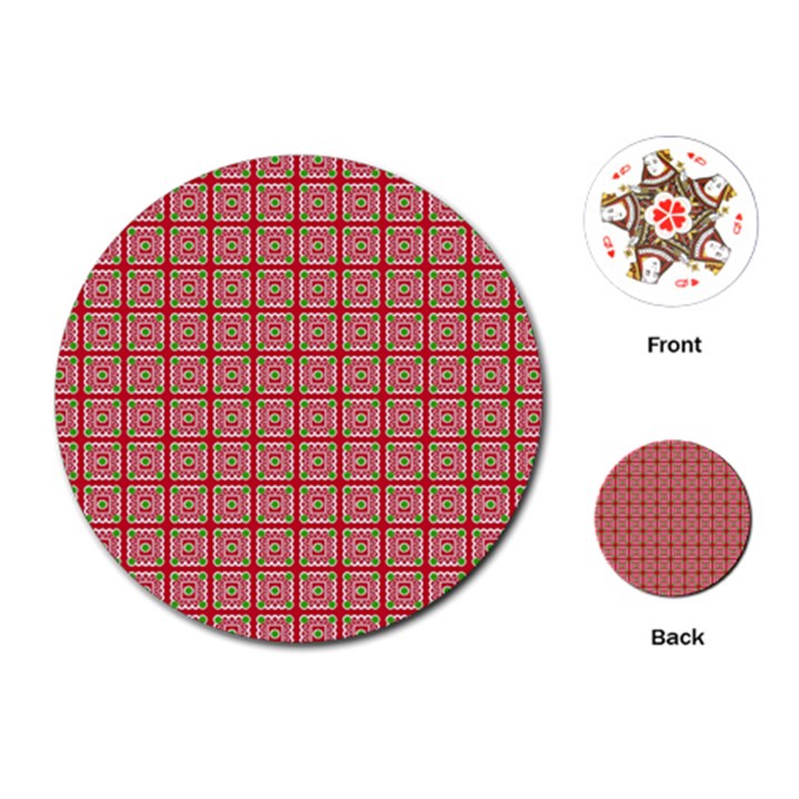 Christmas Paper Wrapping Pattern Playing Cards (Round) 