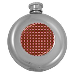 Christmas Paper Wrapping Pattern Round Hip Flask (5 Oz) by Nexatart