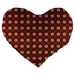 Christmas Paper Wrapping Pattern Large 19  Premium Heart Shape Cushions by Nexatart