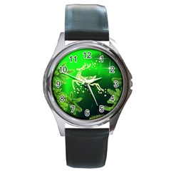 Christmas Reindeer Happy Decoration Round Metal Watch