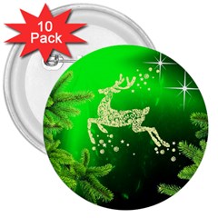 Christmas Reindeer Happy Decoration 3  Buttons (10 Pack)  by Nexatart