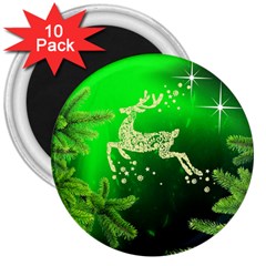 Christmas Reindeer Happy Decoration 3  Magnets (10 pack) 