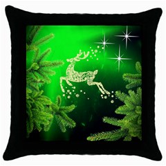 Christmas Reindeer Happy Decoration Throw Pillow Case (Black)