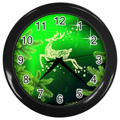 Christmas Reindeer Happy Decoration Wall Clocks (Black)