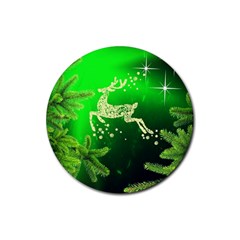 Christmas Reindeer Happy Decoration Rubber Coaster (Round) 