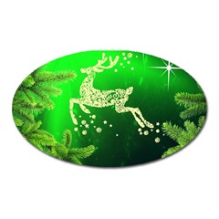 Christmas Reindeer Happy Decoration Oval Magnet