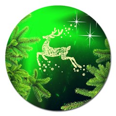 Christmas Reindeer Happy Decoration Magnet 5  (Round)