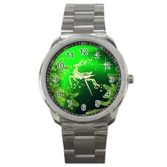 Christmas Reindeer Happy Decoration Sport Metal Watch