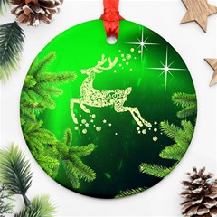 Christmas Reindeer Happy Decoration Round Ornament (two Sides) by Nexatart