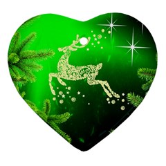 Christmas Reindeer Happy Decoration Heart Ornament (two Sides)