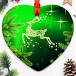 Christmas Reindeer Happy Decoration Heart Ornament (Two Sides) Front