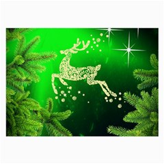 Christmas Reindeer Happy Decoration Large Glasses Cloth (2-side) by Nexatart