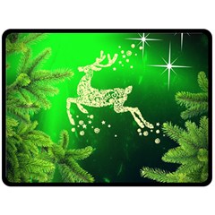 Christmas Reindeer Happy Decoration Fleece Blanket (large)  by Nexatart